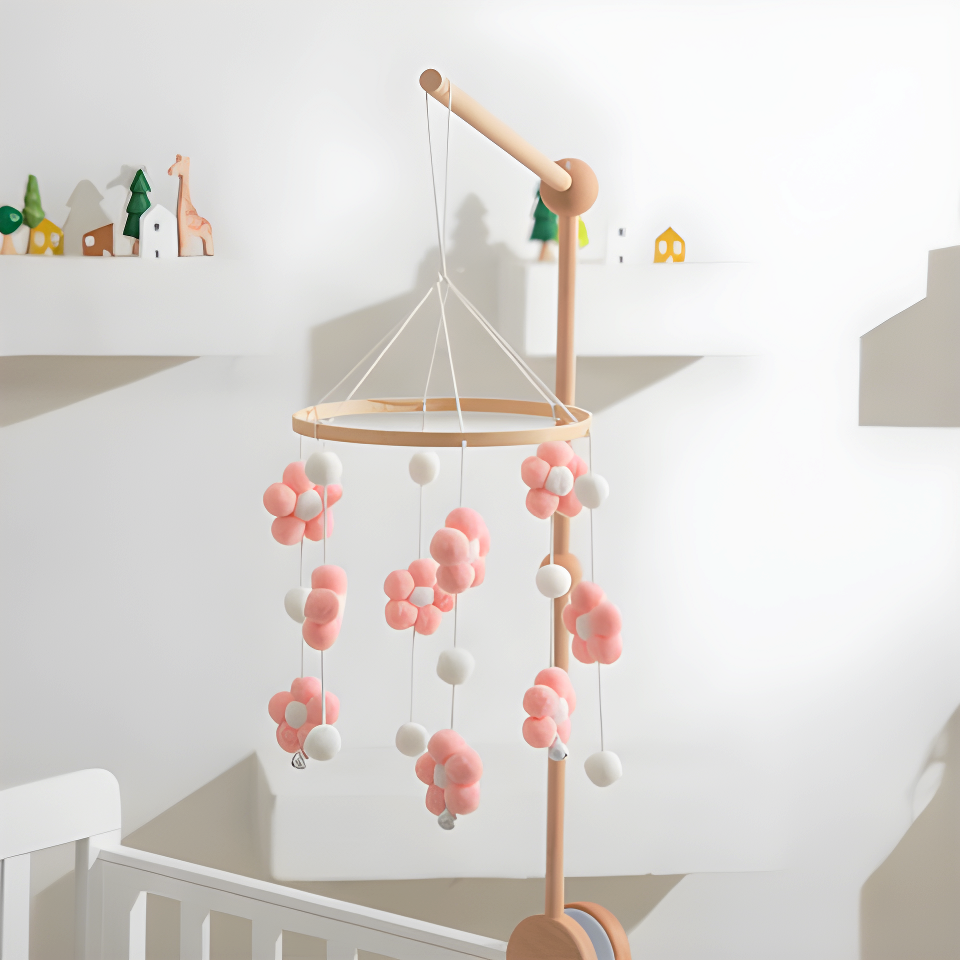 floral pink crib mobile