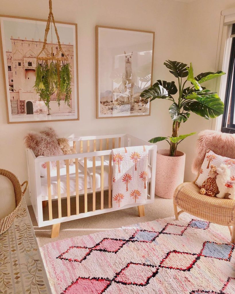 pink chic boho nursery