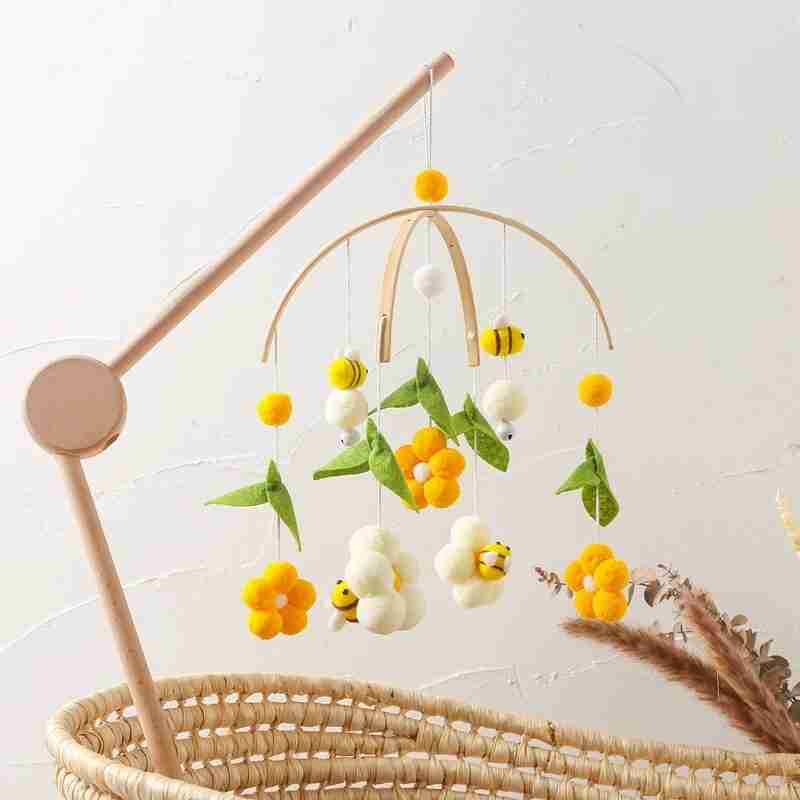 yellow flower and bee crib mobile