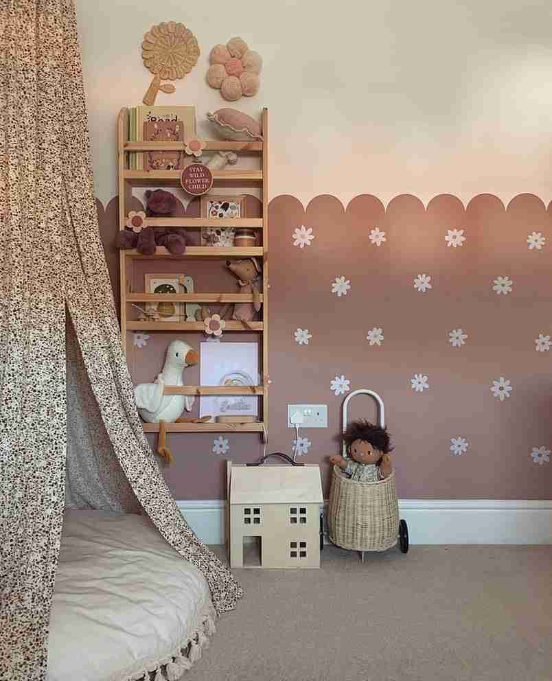 boho pink daisy nursery