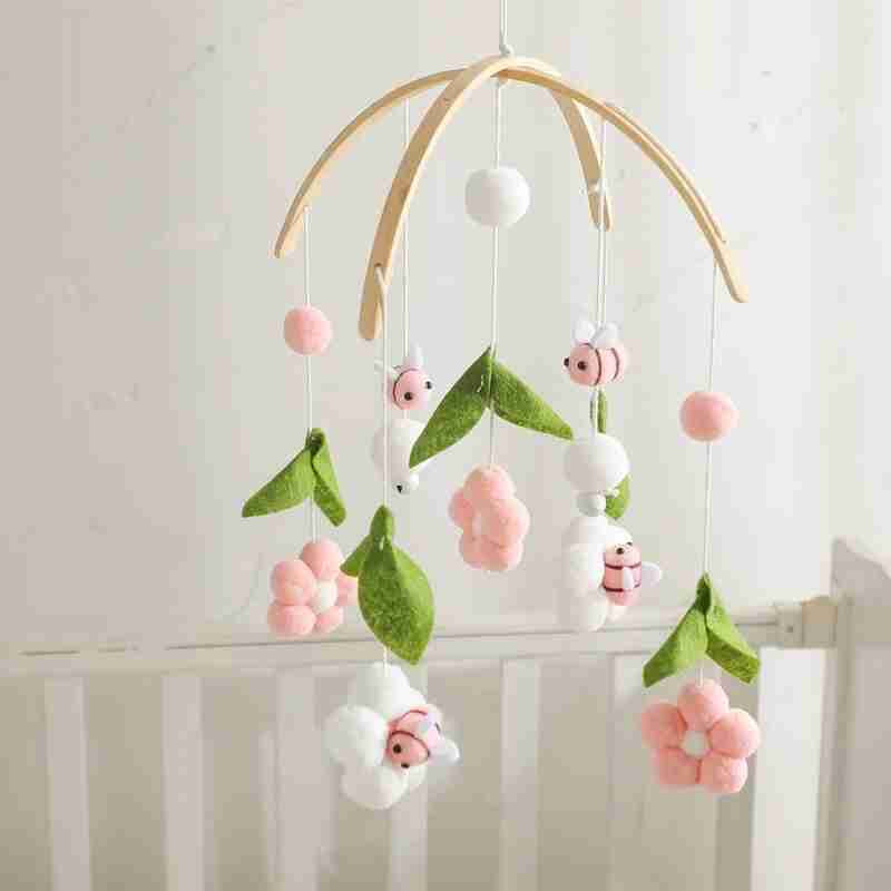 pink flower crib mobile