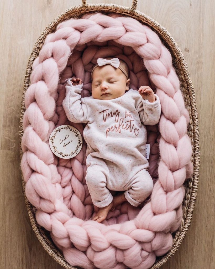 pink baby knitted nest