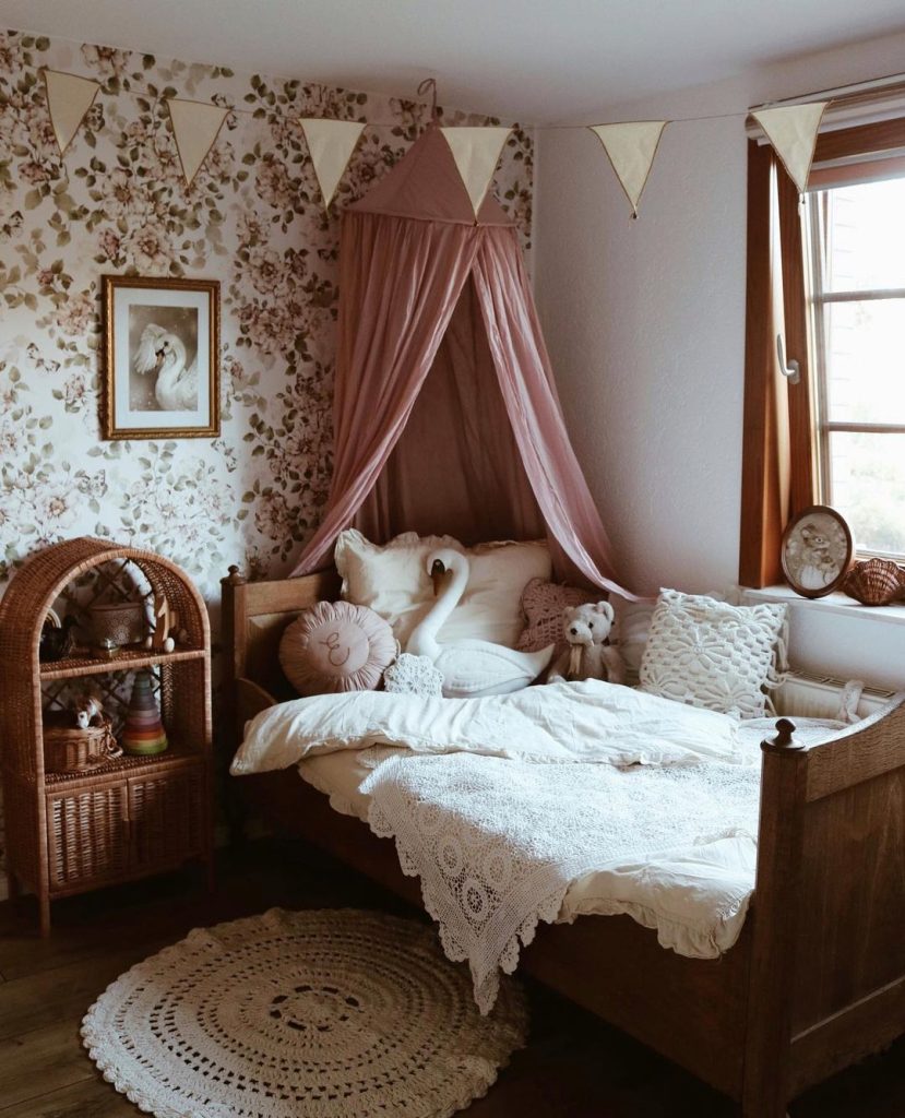 Pink canopy for girl room