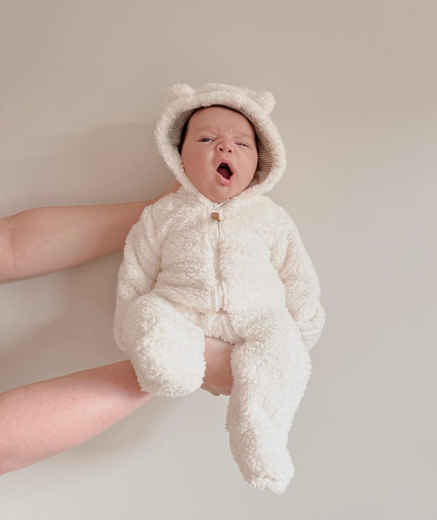 bear romper white