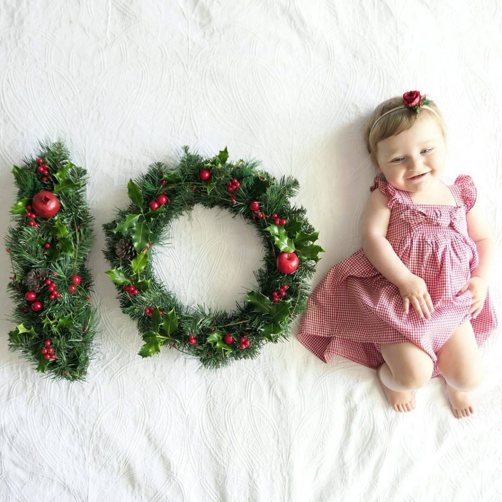 Christmas baby monthly photo