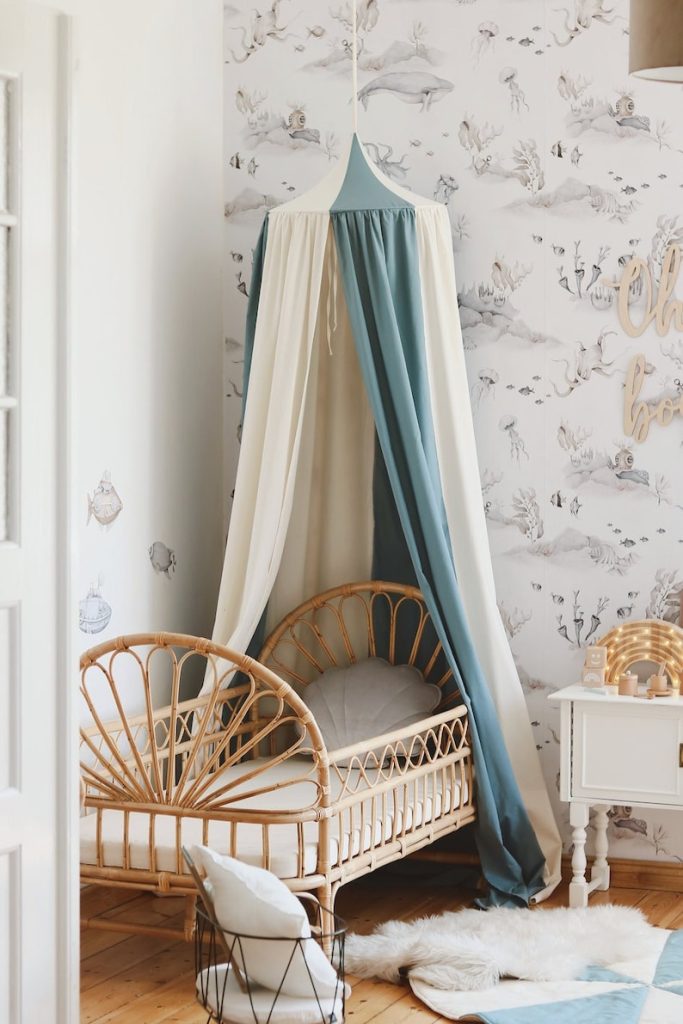 cream and teal canopy