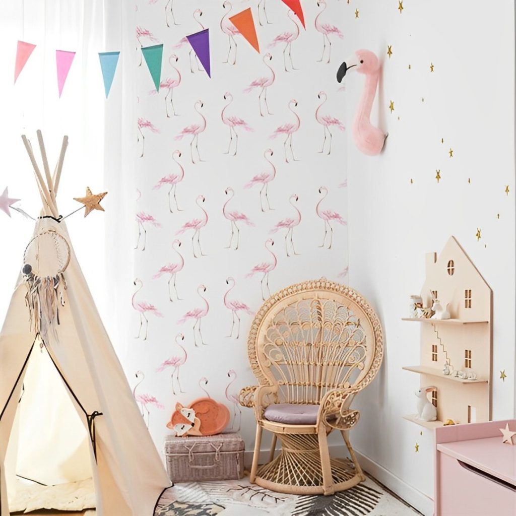 flamingo nursery wallpaper