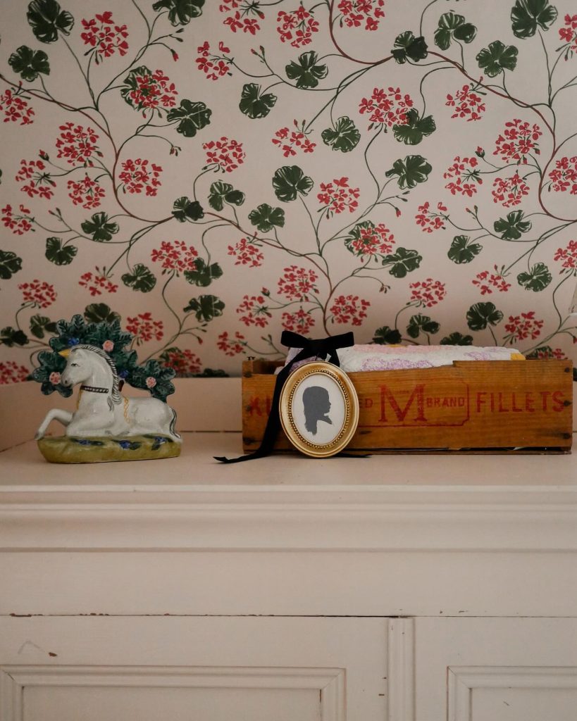 vintage botanical accent wall