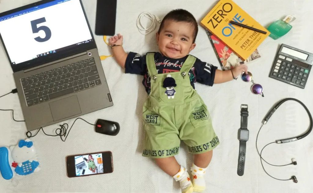 work from home baby photo
