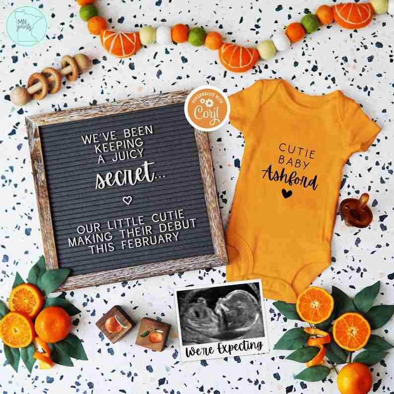 digital orange baby invitation