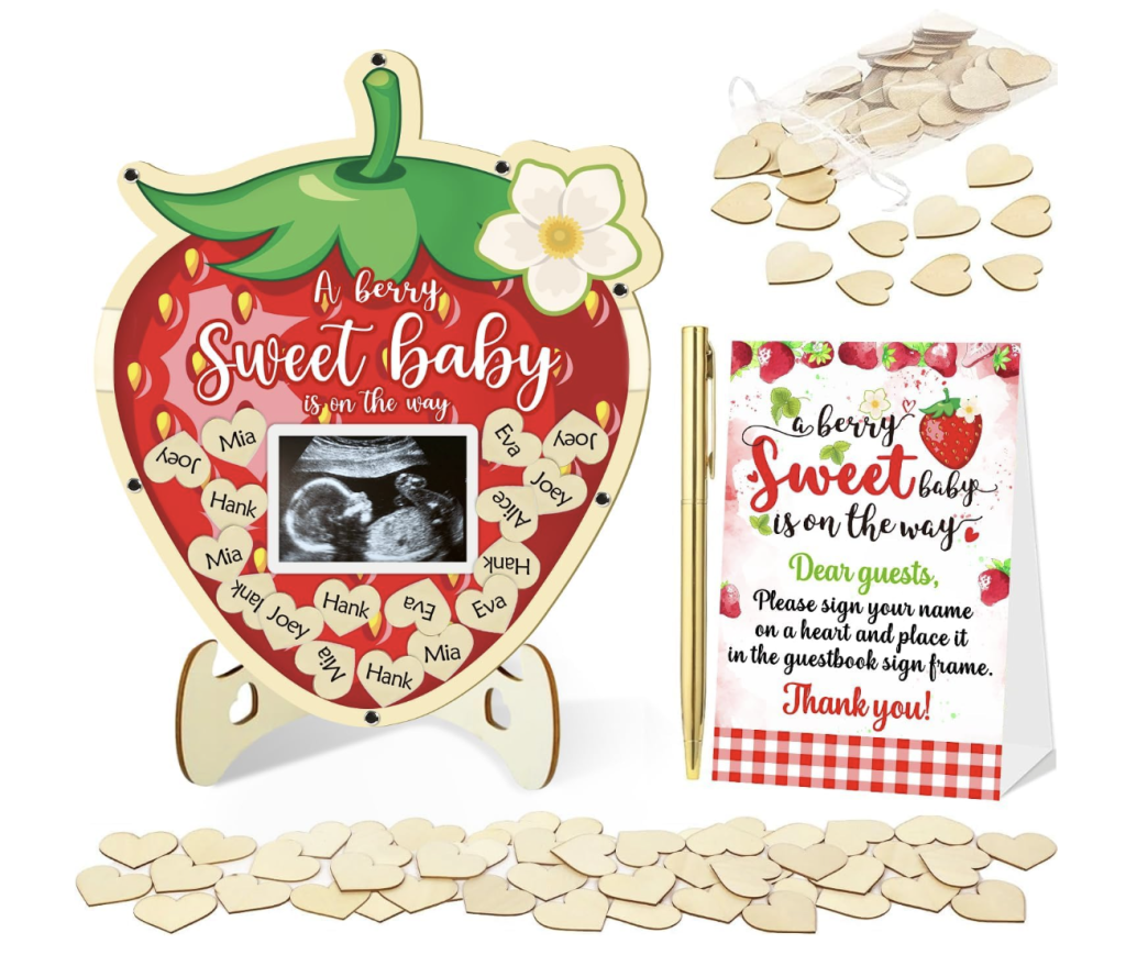strawberry baby shower guest book