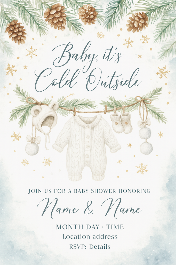 winter baby shower invitation